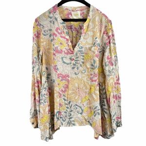 Anthropologie Maeve Cream Laiken Henley Blouse 14